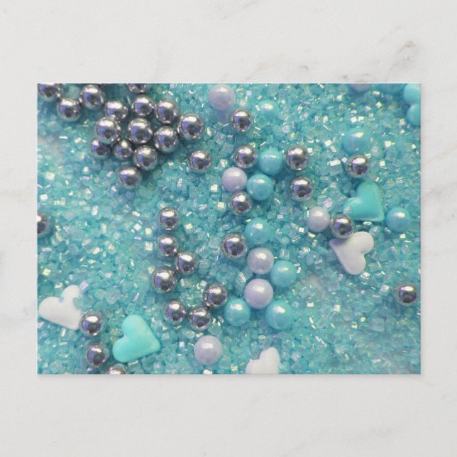 Ljusblå miniatyrdiagram och Kärlek-hjärdar Vykort (Framsida)