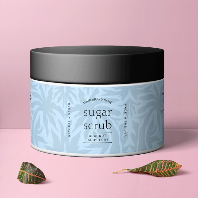 Ljusblå modern kosmetisk Burk-vattentät etikett (Fully customizable light blue cosmetic jar wrapper label template)