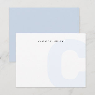 Ljusblå Monogram Bakgrund Fullständigt Namn Anteckningskort