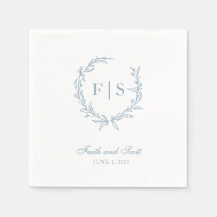 Ljusblå monogram Napkins för engångsbruk Pappersservett