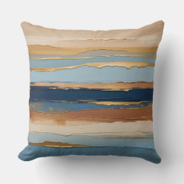 ljusblå, mörk-blå, beige, brons och guld kudde