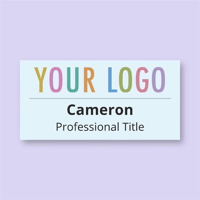 Ljusblå Namn bricka-stift med Logotypens Professio Namnbricka (MISOOK 3 x 1.5 inch Light Blue Name Tag with Logo)