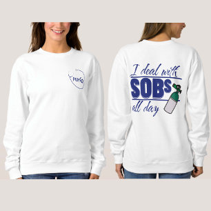 Ljusblå näsa 2-sidig typografi, syre-SOB T Shirt
