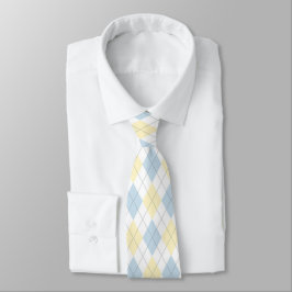 Ljusblå och Gult Argyle Necktie Slips