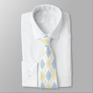 Ljusblå och Gult Argyle Necktie Slips