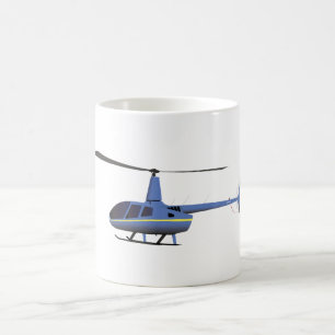 Ljusblå och Gult helikopter Kaffemugg