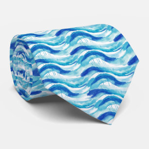 Ljusblå och indigo akvarell hav slips
