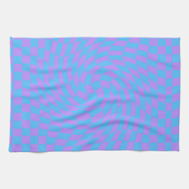Ljusblå och lavender Checker art mönster Kökshandduk