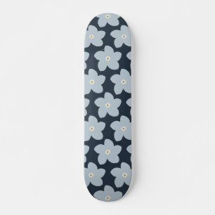 Ljusblå och marinblå Retro Blomma Mini Skateboard Bräda 18,5 Cm