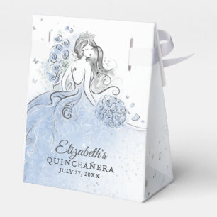 Ljusblå och Silver Prinsessa Födelsedagsfest Presentaskar