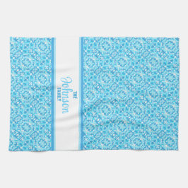 Ljusblå och vit Abstrakt med namn Kökshandduk