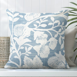 Ljusblå och vit Blommigt Dekorativ kudde
