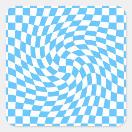 Ljusblå och vit kontrollerpanel Mönster Fyrkantigt Klistermärke