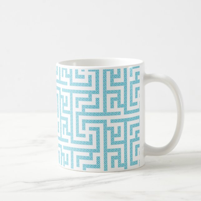 Ljusblå och vit labyrint kaffemugg (Höger)
