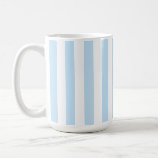 Ljusblå och vit randig candydekor kaffemugg (Vänster)