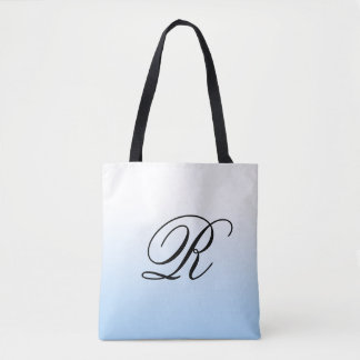 Ljusblå Ombre över valfri Färg med Monogram Tygkasse