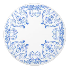 Ljusblå Ornate Ceramic Drawer Knob Knopp