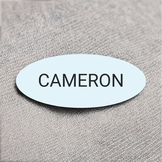 Ljusblå Oval Namn bricka Pin eller Magnetic 3 inch Namnbricka (MISOOK Light Blue Oval Name Tag)