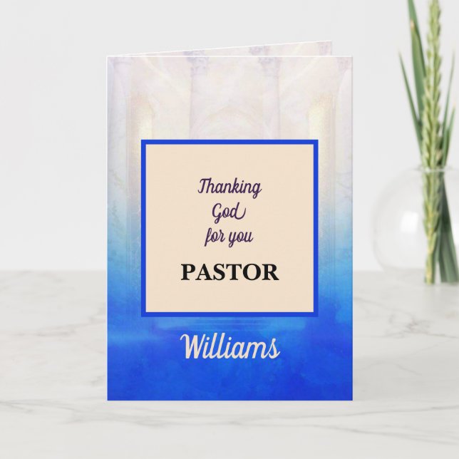Ljusblå Pastors Tacksamhetskort Kort (Framsida)