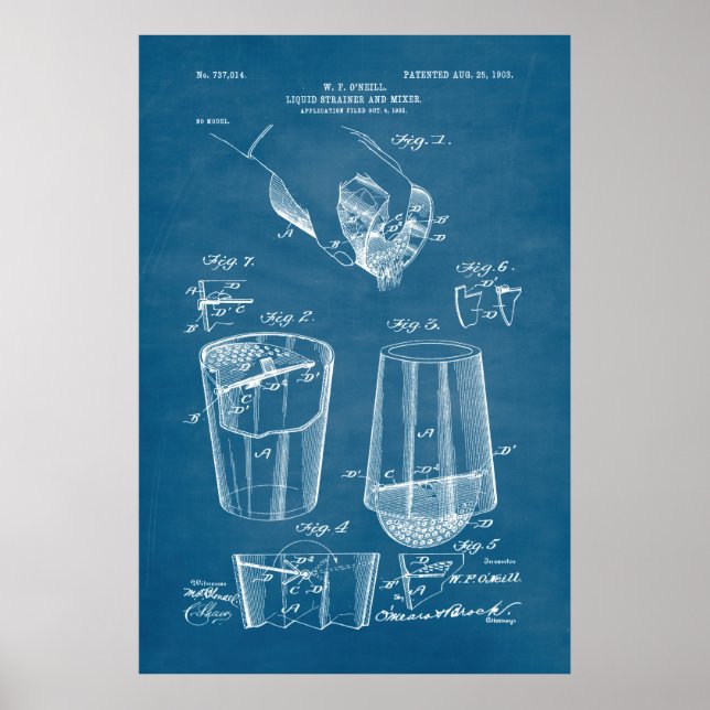 Ljusblå | Patent för flytande stam och blandare Poster (Framsidan)