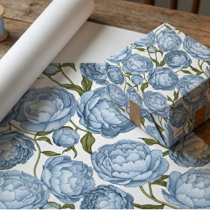 Ljusblå Peony Lyxig Blomma Presentpapper