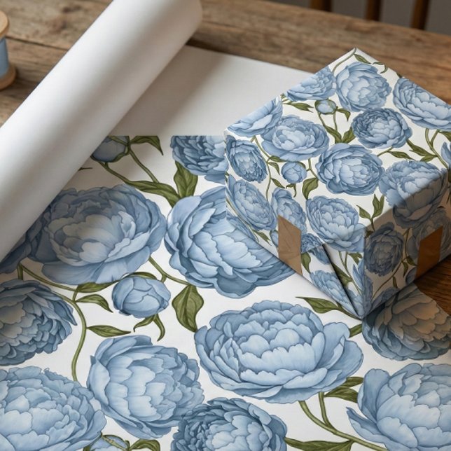 Ljusblå Peony Lyxig Blomma Presentpapper (Skapare uppladdad)