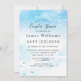 Ljusblå, persikofärgad Möhippa Inbjudningar