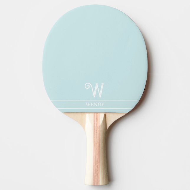 Ljusblå Pingisracket med Monogrammets Monogrammera (Framsidan)