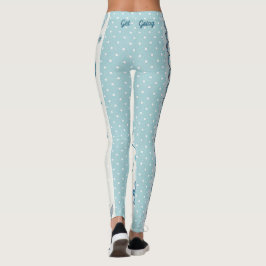 Ljusblå prickig och blommig mönster leggings
