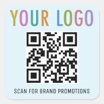 Ljusblå QR-kodmarkörer, Logotyp, fyrkant