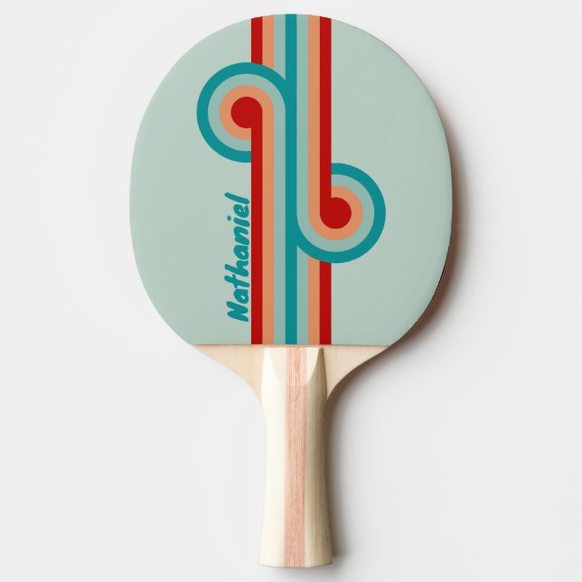 Ljusblå randig loop med namn pingisracket (Framsidan)