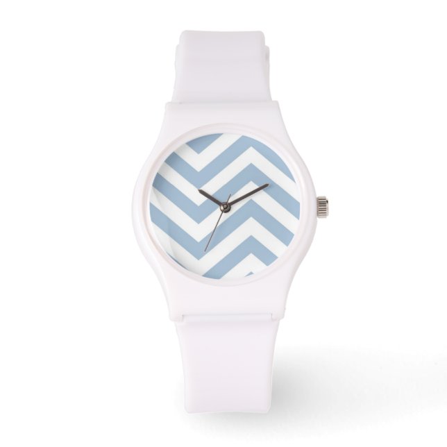 Ljusblå rast Texturerad Chevron Armbandsur (Framsida)