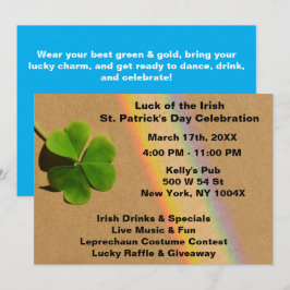 Ljusblå regnbåge St. Patrick's Day-inbjudan Inbjudningar
