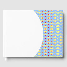 Ljusblå röd Gult Ovaler Mönster på vit