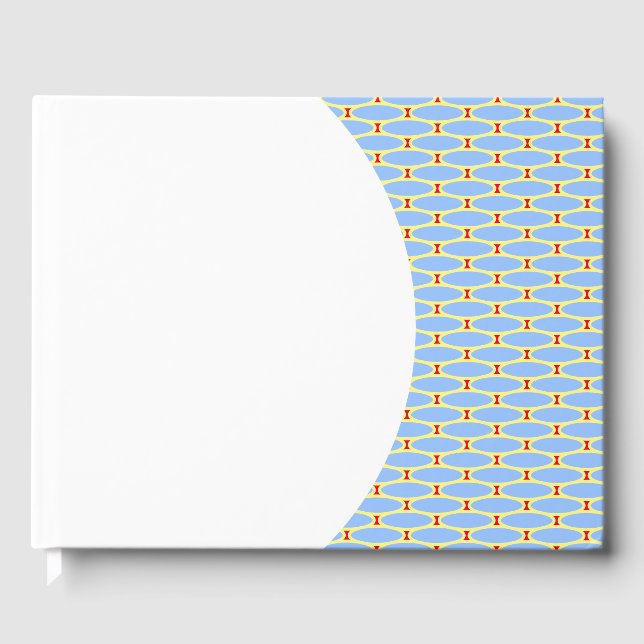 Ljusblå röd Gult Ovaler Mönster på vit Gästböcker (Framsida)