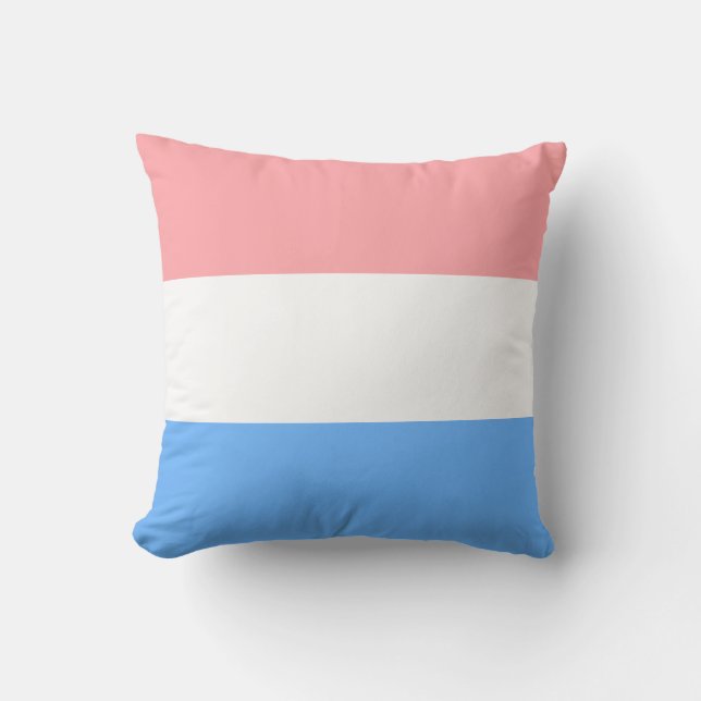 Ljusblå Rosa & Vita Pastellfärger Ränder Kudde (Framsida)