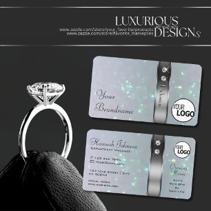 Ljusblå Silver-dekoration Pearl Glitter-Logotyp-j Visitkort