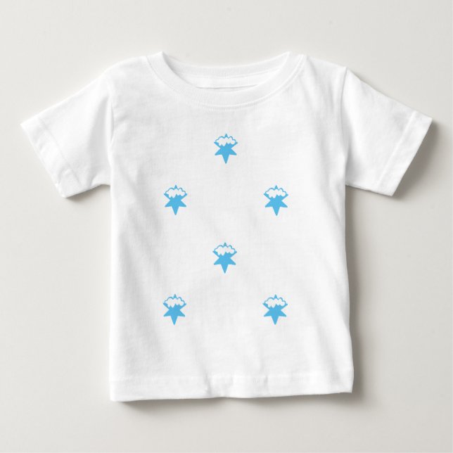 ljusblå snöstjärnor, vit bakgrund t shirt (Framsida)