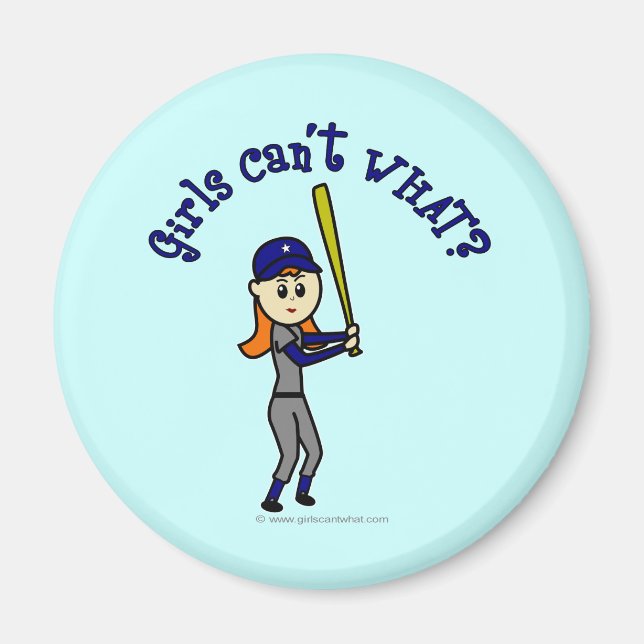 Ljusblå softball magnet (Framsidan)