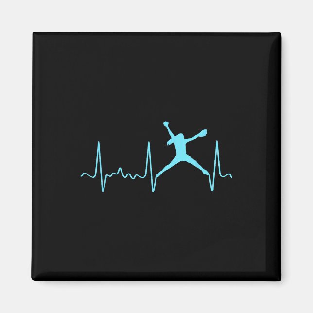 Ljusblå Softll Pitcher Heartbeat - Fastpitch Mjukt Magnet (Framsidan)