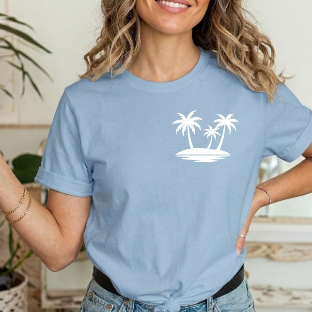 Ljusblå Sommar Träd Minimalistisk semester T Shirt (Skapare uppladdad)