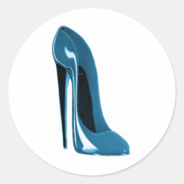 ljusblå stilettosko runt klistermärke