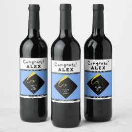 Ljusblå Studentfest Vinflaska Etikett