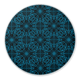 Ljusblå svart geometrisk symmetri Mönster Knopp