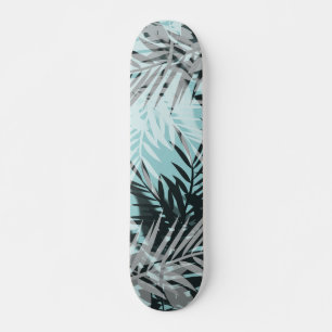 Ljusblå svart tropiska mönster mini skateboard bräda 18,5 cm