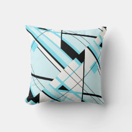 Ljusblå svart, vit diagonal geometrisk design kudde
