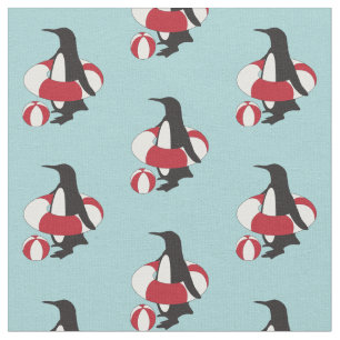 Ljusblå Tecknad Penguin Swimming Kids Tyg