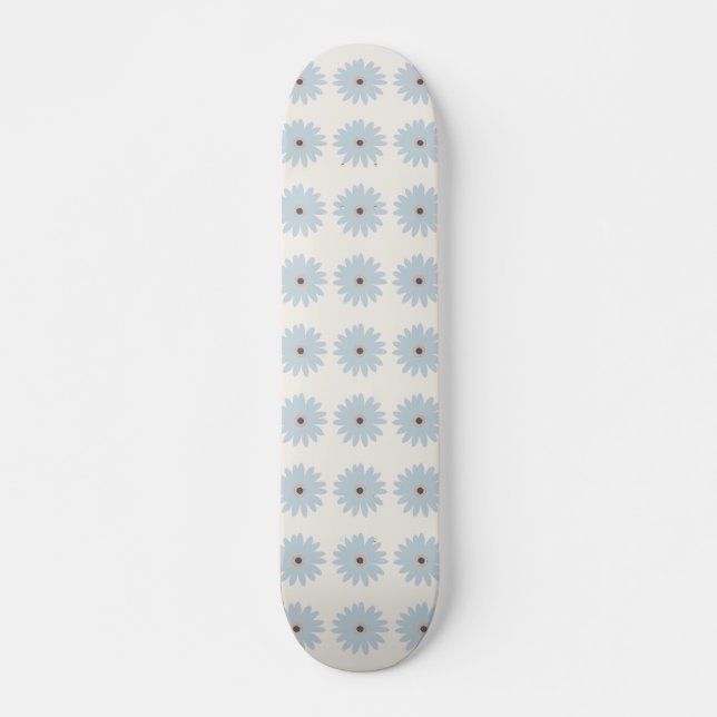 Ljusblå tusenskönasblomma mini skateboard bräda 18,5 cm (Framsida)