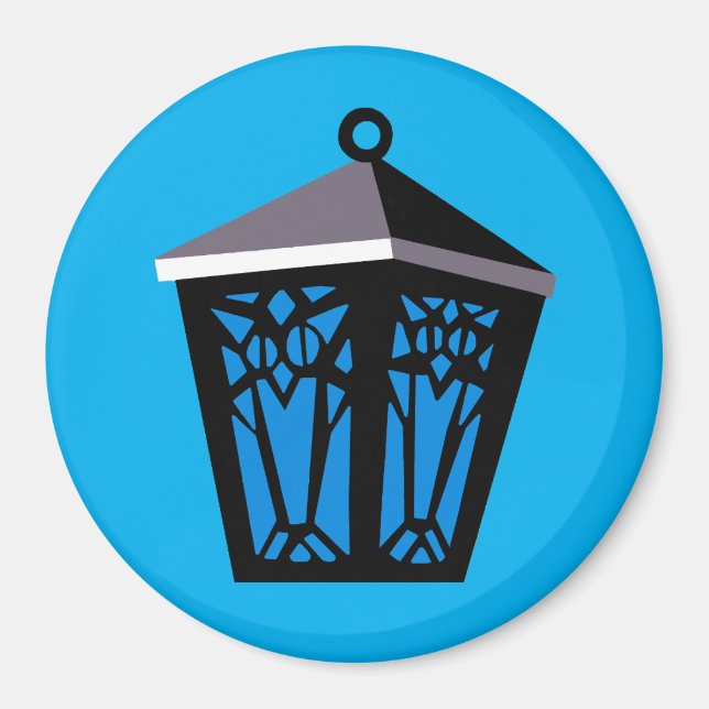 Ljusblå uggla lykt magnet (Framsidan)