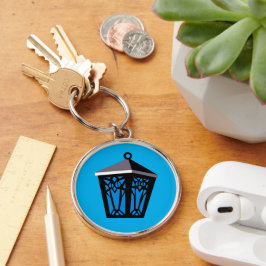 Ljusblå uggla lykta nyckelring